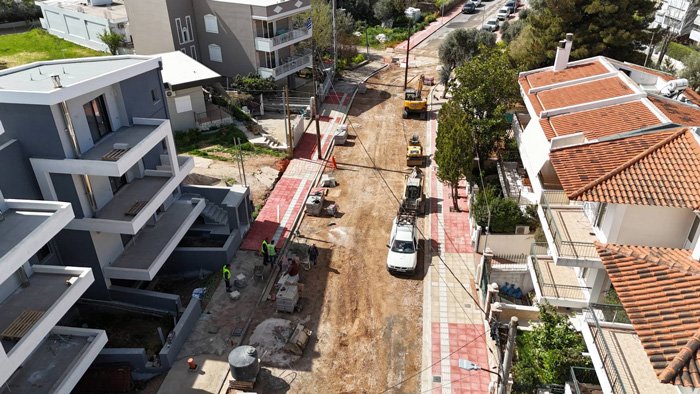 έργα διάνοιξης δρόμου στο μαρούσι