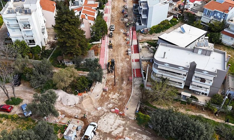 έργα διάνοιξης δρόμου στο μαρούσι