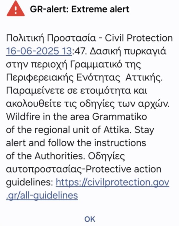 μηνυμα 112 φωτια στο γραμματικο